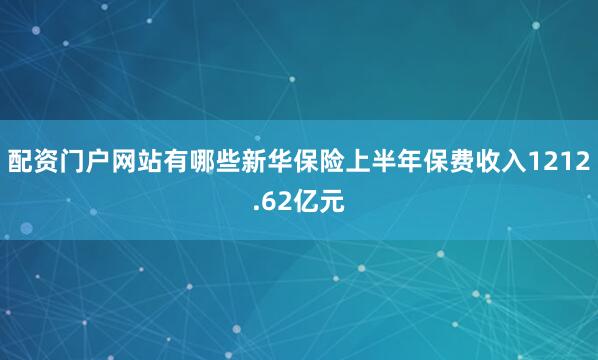 配资门户网站有哪些新华保险上半年保费收入1212.62亿元